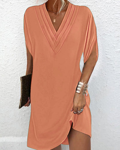 Margot™ Split-Sleeve Solid Dress - Orange