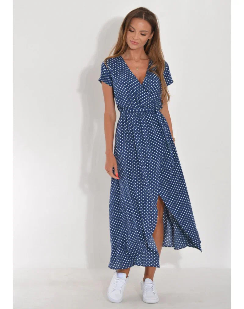 Julia V-Neck Dress - Blue