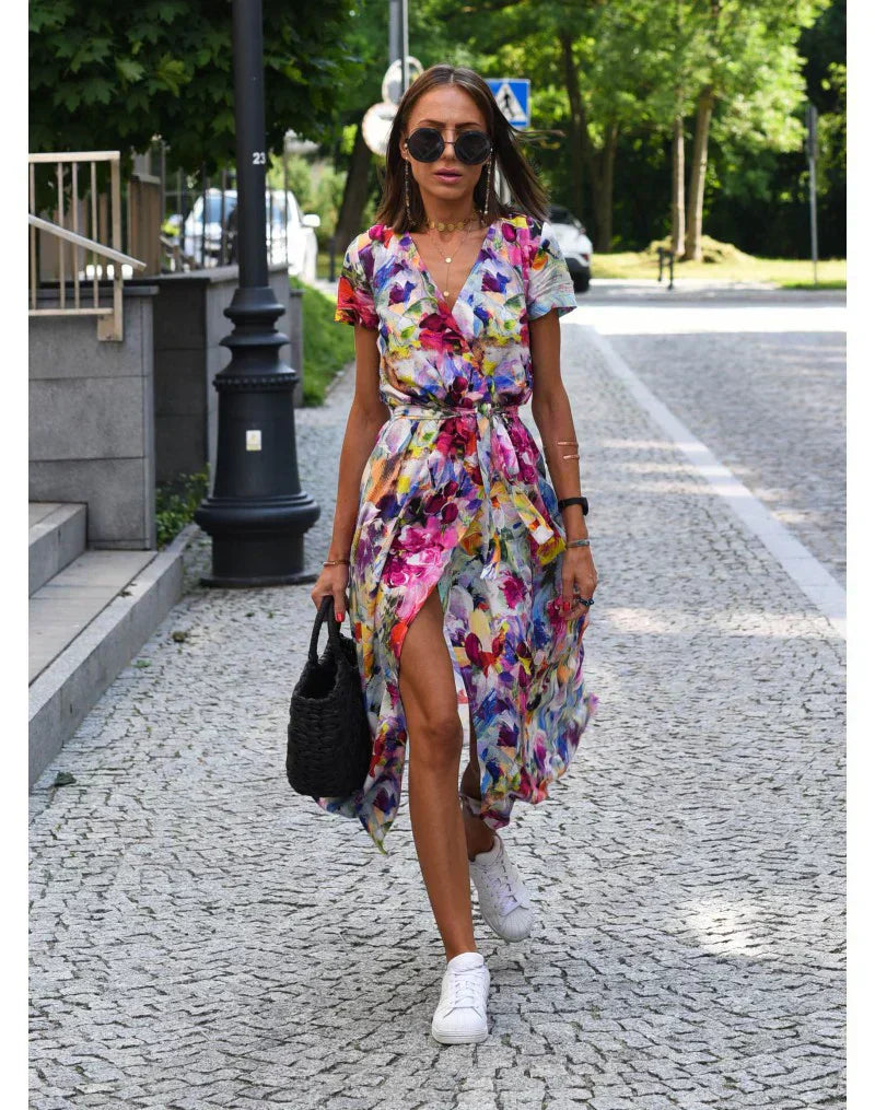 Julia V-Neck Dress - Multicolour
