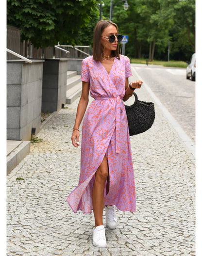 Julia V-Neck Dress - Light Pink