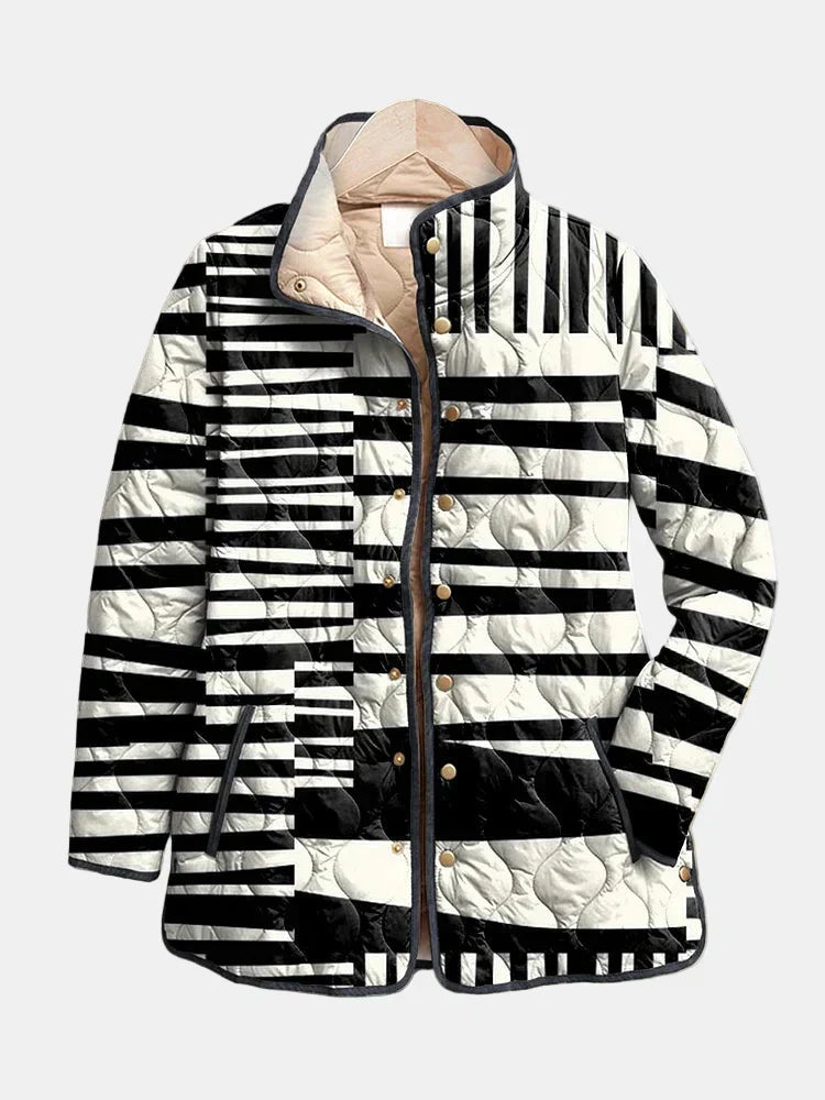 Miren™ Black and White Abstract Quilted Jacket