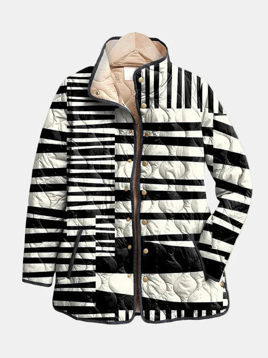 Miren™ Black and White Abstract Quilted Jacket