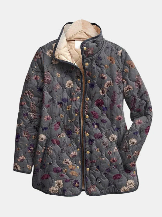 Niva™ Vintage Floral Print Quilted Jacket
