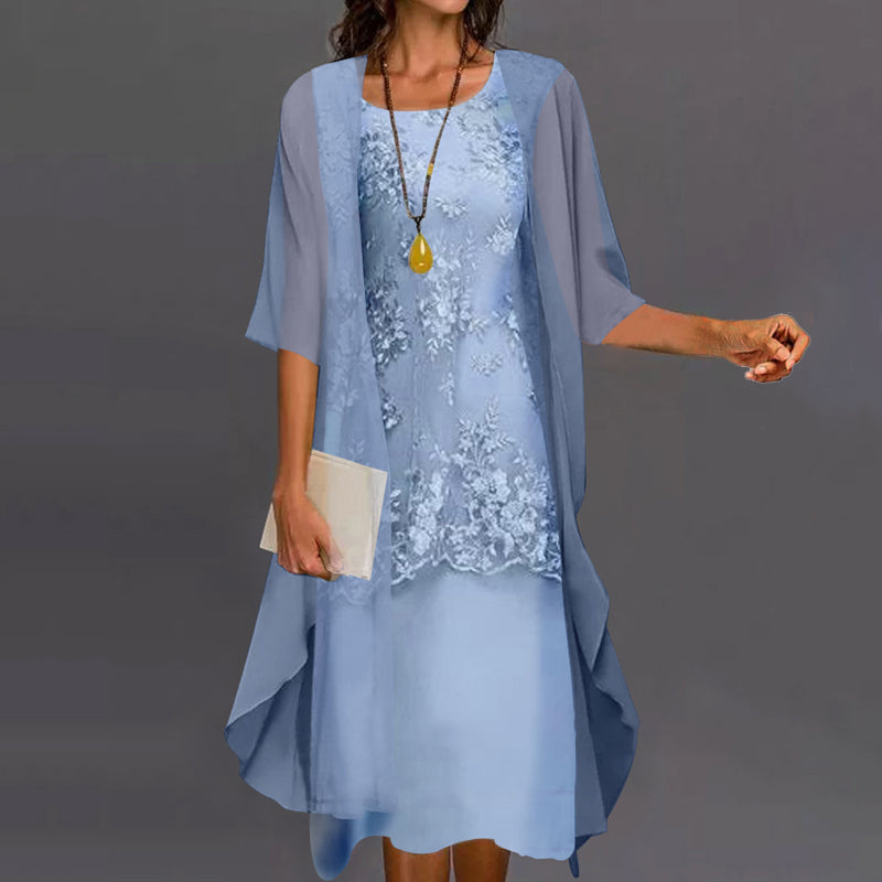 Lumi Chiffon Two-Piece Dress in Yellow, side profile