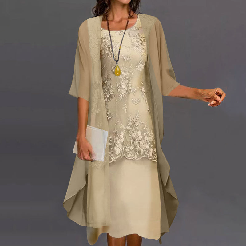 Lumi Chiffon Two-Piece Dress in Lilac, back view