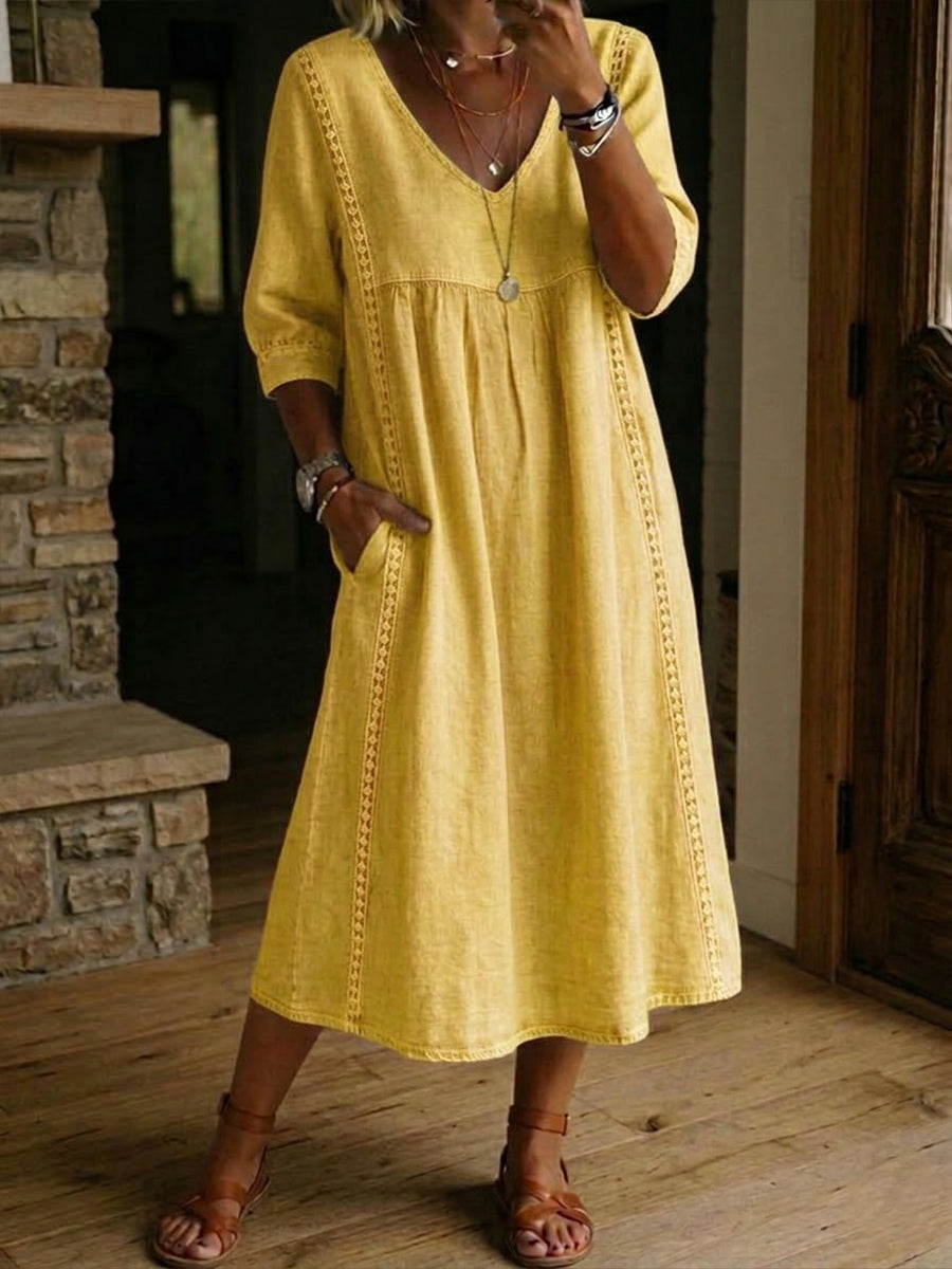 Martha™ Comfortable Casual Maxi Dress - Yellow