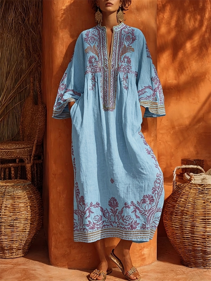 Celestina™ Embroidered Boho Maxi Dress - Blue