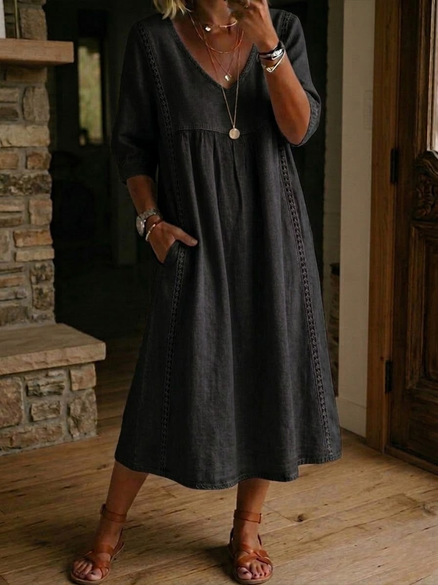 Martha™ Comfortable Casual Maxi Dress - Black