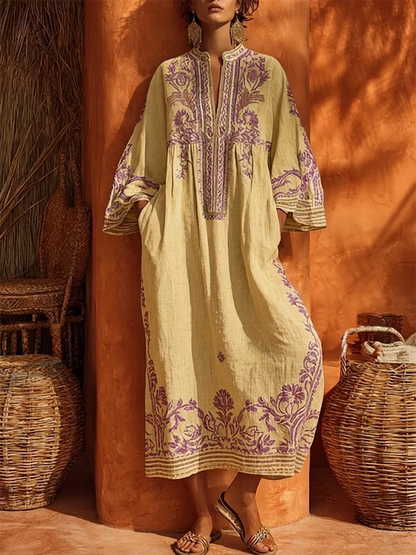 Celestina™ Embroidered Boho Maxi Dress - Yellow