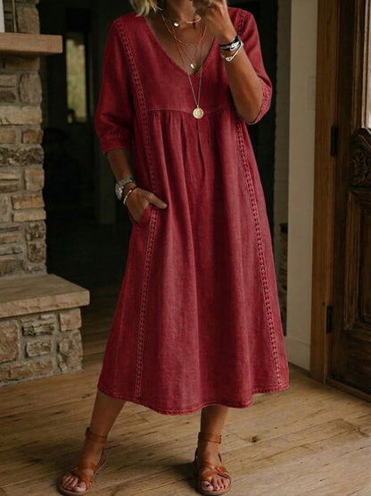 Martha™ Comfortable Casual Maxi Dress - Red