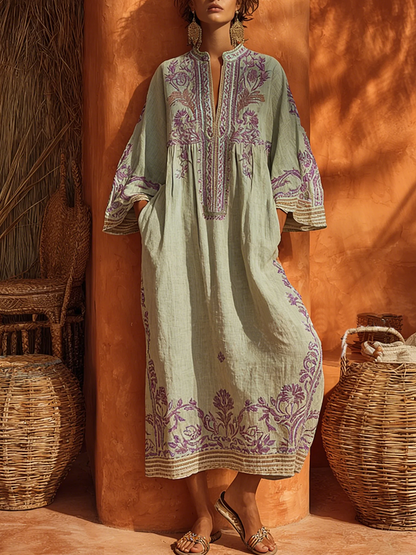 Celestina™ Embroidered Boho Maxi Dress - Green
