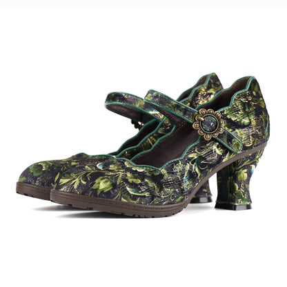 Retro Handmade Embroidered Pumps