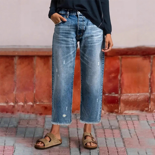 Mackenzie Retro Cropped Straight Jeans - Classic Blue