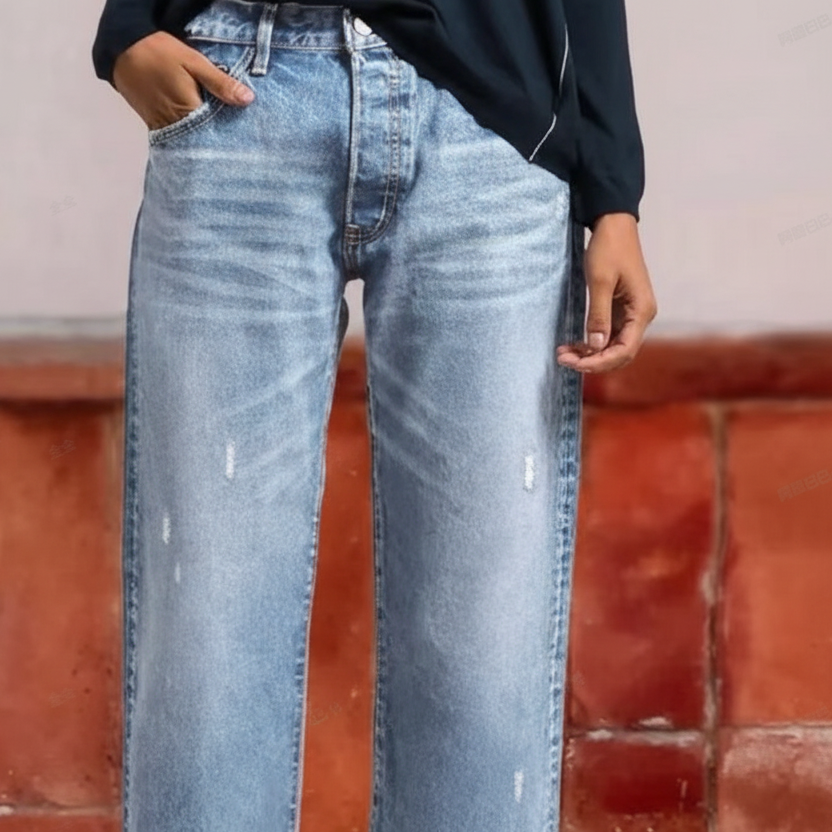 Mackenzie Retro Cropped Straight Jeans - Mid-Blue