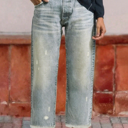Mackenzie Retro Cropped Straight Jeans - Retro-Blue