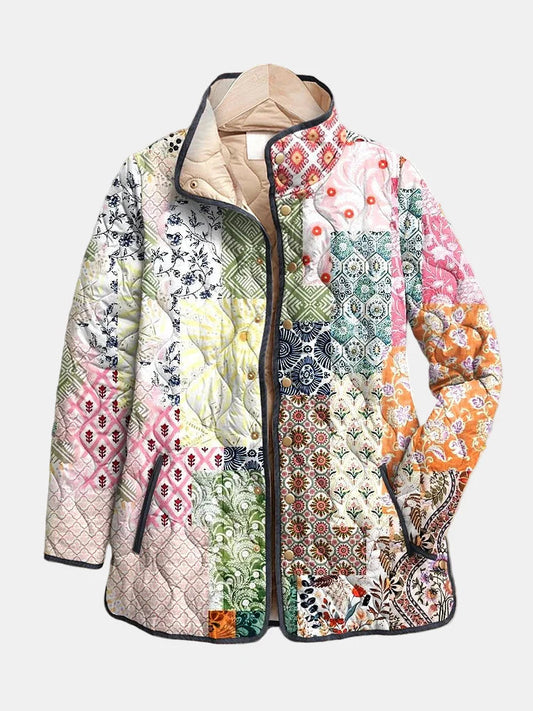 Suri™ Casual Floral Print Quilted Jacket